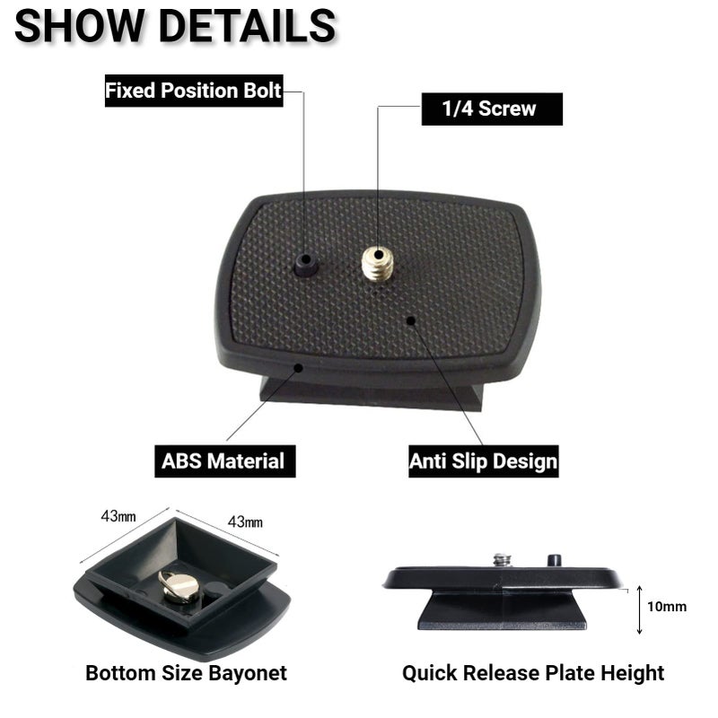 Pomya Quick Release Plate,Professional Tripod Head Adapter Clamp QR Plate Replacement for Velbon -249Q Pan Head and CX-444 / CX-460 Mini/CX-Compact/CX-888 Tripods Quick Release Plate - Image 3